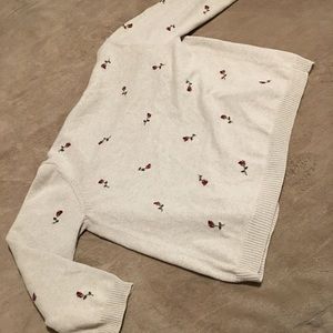 Eddie Bauer rose embroidered cardigan